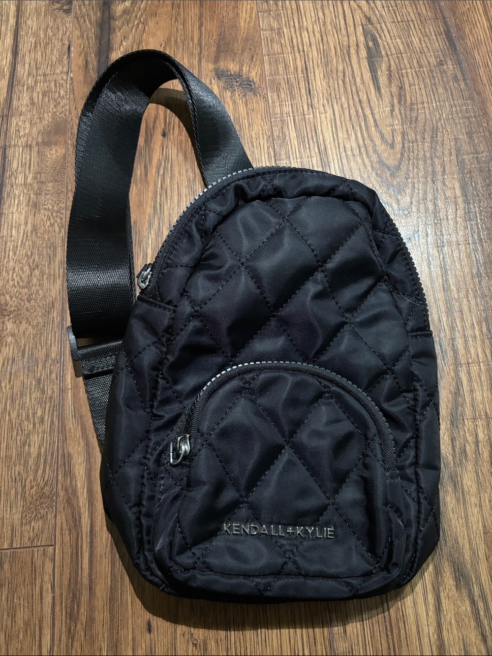 Kendall & Kylie Black Quilted Sling Belt Bag